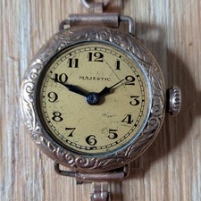 Vintage Majestic Swiss Mechanical Watch Wadsworth Gold Filled 12KGF Band Running picture