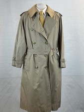 Vintage Burberrys' Khaki Beige Cotton Trench Coat 48 Long Nova Check Belted Wool picture