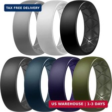 Egnaro Men's Silicone Rings, 8mm Wide Flexible Rubber Wedding Band for Him picture