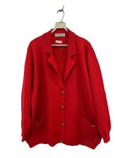 H30# Burberrys Vintage Red Wool Knit Cardigan Blazer Jacket M Italy picture