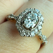Helzberg Truly by Zac Posen 14k Oval Diamond Engagement Ring 0.45ct picture