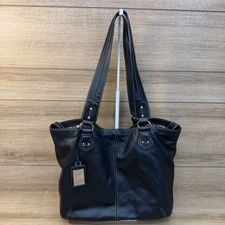 TIGNANELLO Black Pebbled Leather Shoulder Bag Large Tote Classic Double Handle picture