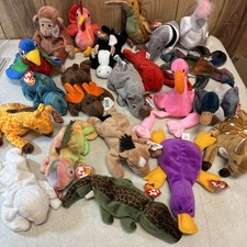 Vintage Ty Beanie Babies Lot of 21 Animals PVC & P.E. Pellets Iggy Twigs Ally picture