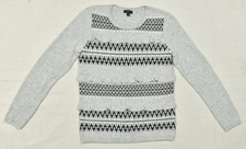 Talbots Petites Size P Gray Fair Isle Tiered Ruffle Lambswool Blend Pullover picture