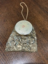 Vintage 1930s Evans Case Co. Gold-Tone Wristlet Purse / Compact Combo Used Once picture