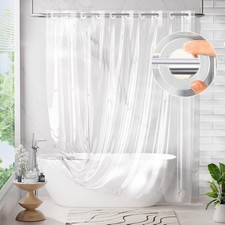 3-in-1 Hookless Shower Curtain & Liner Set, 100% EVA Heavy Duty Clear, 72x75 picture