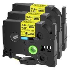 3PK Heat Shrink Tube Label Tape For Brother P-Touch HSe-211 HSe211 5.8mm Yellow picture