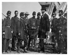 PRESIDENT ABRAHAM LINCOLN WITH HIS GENERALS CIVIL WAR 8X10 B&W PHOTO picture