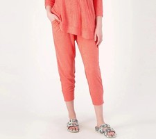 LOGO by Lori Goldstein Lounge Textured Terry Cloth Pants Tea Rose 3X New picture