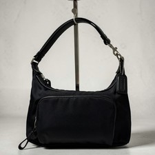 COACH 7429 Mini Shoulder Bag Black Nylon Leather Vintage Purse Handbag picture