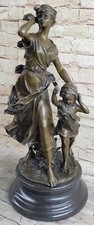 Beautiful Vintage Style Bronze Figurine - Mother  Baby/Child - Estate- Hot Cast picture