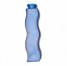 Vintage Frosted Blue Wavy Glass Vase | Sculptural Art Glass Decor picture