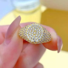 Unisex Dazzling Moissanite 925 Silver Pinky Ring size 5-9 YG  Gift picture