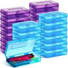 Fainne 24 Pack Clear Plastic Pencil Box, Blue, Purple picture