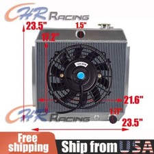 Aluminum radiator & fan for CHEVY BEL AIR V8 W/COOLER 1955 1956 1957 55 56 57 picture