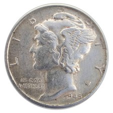 1945-S Mercury Dime XF Extremely Fine 90% Silver picture