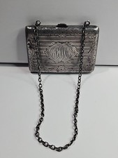 Antique Art Nouveau Sterling Silver Compact Purse Dance Coin Bag Card Case 85 gm picture