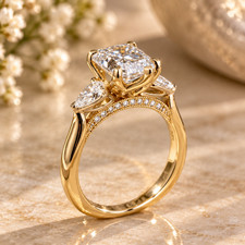 IGI 3.5 Ct Radiant-Cut Diamond Engagement Ring Lab-Grown 14k Yellow Gold picture