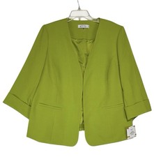 NEW KASPER CAREER BLAZER SIZE 16 W JACkET WOMEN STRETCH KIWI GREEN MSRP $109 picture