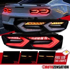 Fit 2019-2024 Chevy Camaro Black Smoke LED Tail Lights Sequential Turn Signal picture