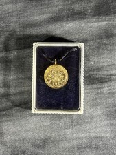 Erte I LOVE YOU Signed Gold Medallion Necklace Pendant Adam and Eve picture