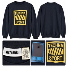 Vintage Gitano Techna Sport Sweatshirt Men’s XL Black Gold Graphic NWT Deadstock picture