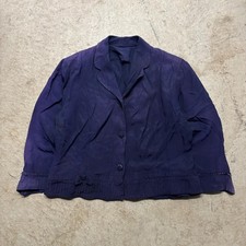 Vintage 1930s Faded Indigo Woven Silk Women's Button Up Jacket Small Antique picture