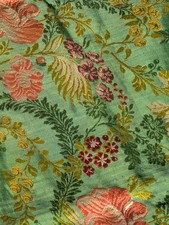 Antique French Silk Brocade Textile Fragment Luxury Woven Fabric Panel A257 picture