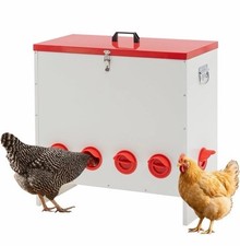 10-Port Metal Chicken Feeder 90LBS Automatic Rat Proof No Waste Chicken Food picture