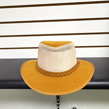 Dorfman Hat Co 1921 Western Hat Tan/White Wide Brim Mesh Crown Braided Band picture