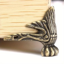 4Pcs Antique Brass Furniture Corner Protectors Decorative Feet for Jewelry Box picture