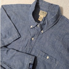 L.L. Bean Shirt Mens XL Blue Stretch Traditional Fit S/S Button Down 513685 picture