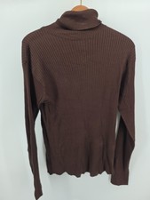 Vintage Harold's Women's 100% Silk Chocolate Brown Turtleneck Knit Top Sweater L picture