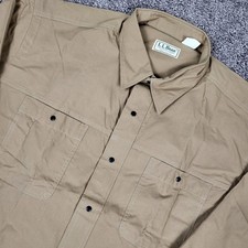 Vintage LL Bean Mens Large Safari Field Shirt Made in USA Cotton Khaki Utility L picture