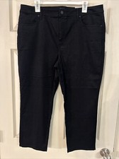 NEW Chico's Sateen Slim Leg Crop Women's 16 (3) Black Pants Stretch 5-Pocket NWT picture