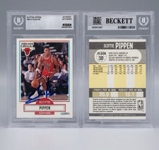 1990-91 Fleer Scottie Pippen BULLS Signed Autographed Card BAS SLABBED AUTO 10 picture