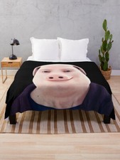 John Pork Velveteen Plush Blanket, Pig but also a Dude Throw Blanket, Influencer picture
