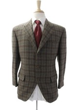 Salvatore Ferragamo Mens Wool Plaid Single Breasted Blazer Brown Size M 38 Italy picture