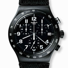 Swatch YVB402 Irony Quartz Chronograph Tachymeter Date 43mm Black Dial picture