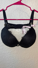 Victoria's Secret Dream Angels Push-Up Underwire Floral Lace Bra Black 36C picture