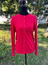 Vintage 60s 70s Pringle of Scotland Cardigan Holiday Red 100% Cashmere S 38 Soft picture
