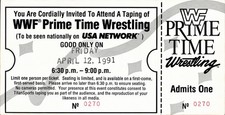 Original WWF Prime Time Wrestling 91’ TitanSports UNTORN Studio Show FULL TICKET picture