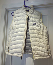Patagonia Womens Down Sweater Vest Quilted Puffer Full Zip White Size L picture
