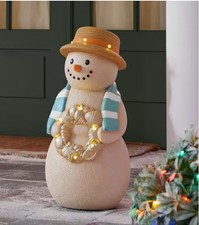 2026 HOME DEPOT ACCENTS 2.5 FT HAND PAINTED LED COASTAL OUTFIT SNOWMAN BLOW MOLD picture