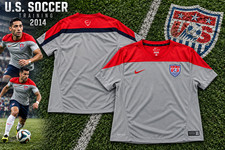 Nike USA Soccer 2014 Training Shirt Men's 2XL Gray Red Dri-FIT 578797-060 picture