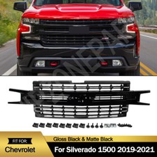 For 2019-2021 Chevy Silverado 1500 LT RST Front Bumper Grille Gloss Black Grill picture