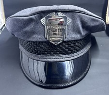 Vintage CHARTER Bus Driver Hat Enameled Al's Terminal New Brunswick New Jersey picture
