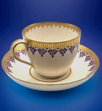Antique Derby Porcelain Tea Cup & Saucer c. 1790 Puce Mark Pattern 159 Georgian picture
