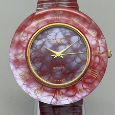 Vintage Accutime Womens Watch 41mm Faux Marbel Dial Stretch Band New Battery picture