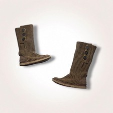 Y2K UGG Australia Cardy Brown Tall Knit Sheepskin Sweater Boots picture